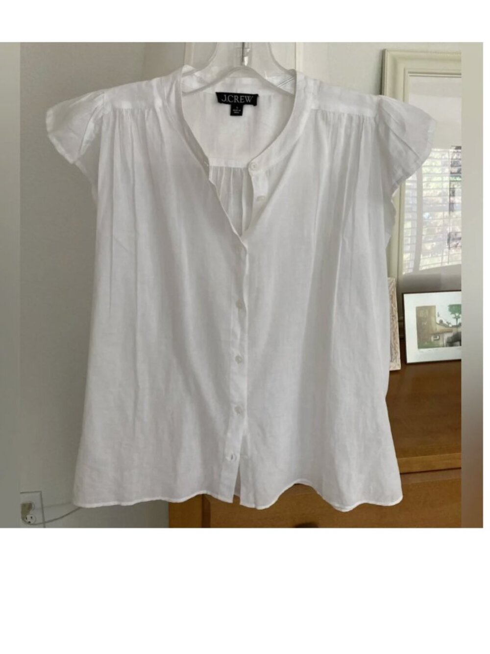 J. Crew Women's White Cap Sleeve Blouse